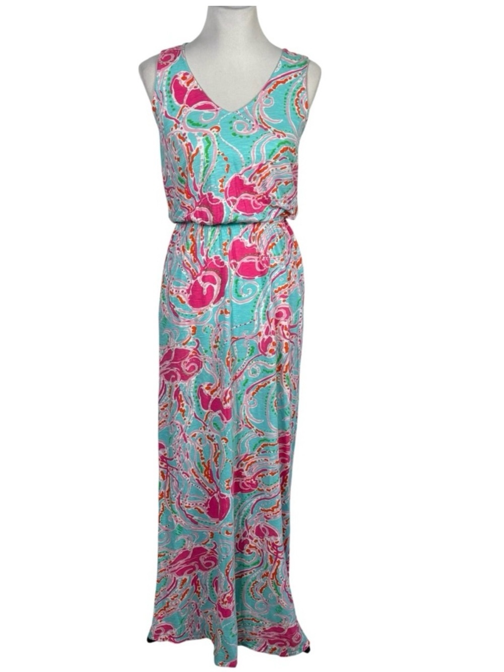Lilly Pulitzer Aqua/Pink Jellies Be Jammin Maxi Dress - Picture 3 of 8